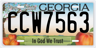 GA license plate CCW7563