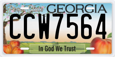 GA license plate CCW7564