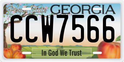 GA license plate CCW7566