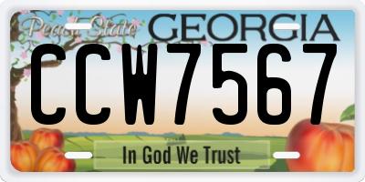 GA license plate CCW7567