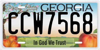 GA license plate CCW7568