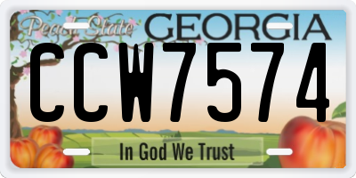 GA license plate CCW7574