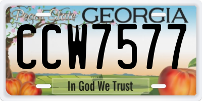 GA license plate CCW7577