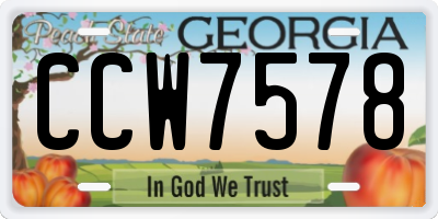 GA license plate CCW7578