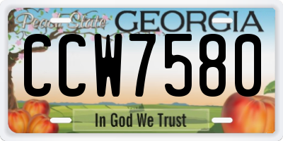 GA license plate CCW7580