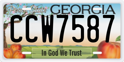 GA license plate CCW7587
