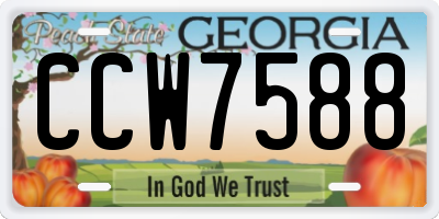 GA license plate CCW7588