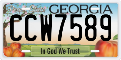 GA license plate CCW7589