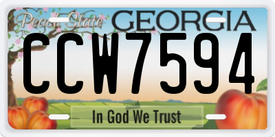 GA license plate CCW7594