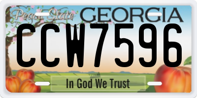 GA license plate CCW7596