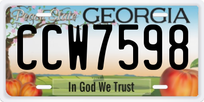 GA license plate CCW7598