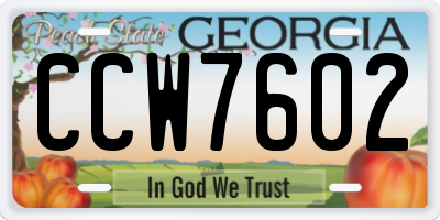GA license plate CCW7602