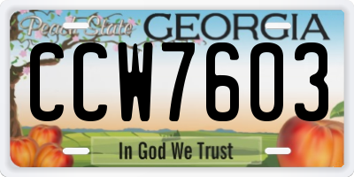 GA license plate CCW7603
