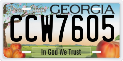 GA license plate CCW7605
