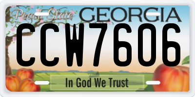 GA license plate CCW7606