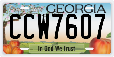 GA license plate CCW7607