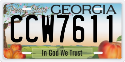 GA license plate CCW7611