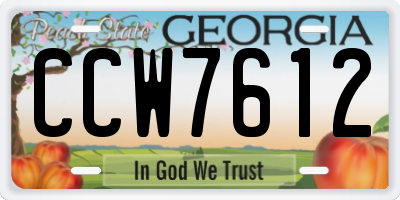 GA license plate CCW7612