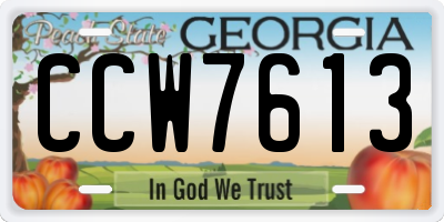 GA license plate CCW7613