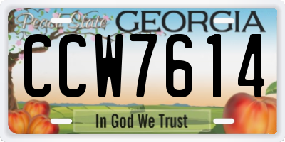 GA license plate CCW7614