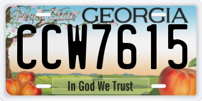 GA license plate CCW7615