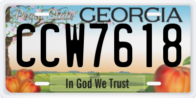 GA license plate CCW7618