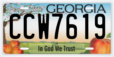 GA license plate CCW7619