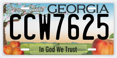 GA license plate CCW7625