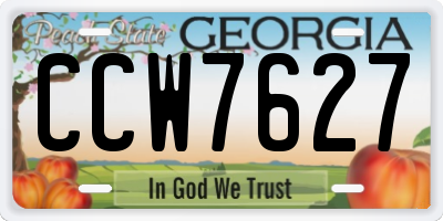 GA license plate CCW7627