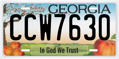 GA license plate CCW7630