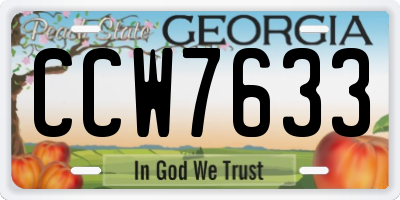 GA license plate CCW7633