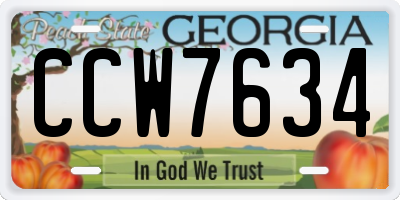 GA license plate CCW7634