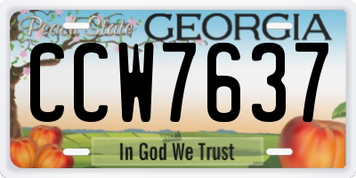 GA license plate CCW7637