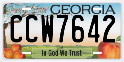 GA license plate CCW7642