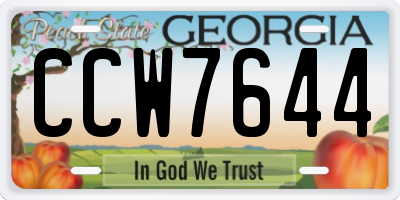 GA license plate CCW7644