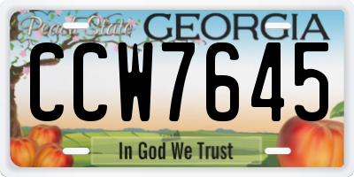 GA license plate CCW7645