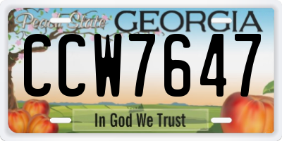 GA license plate CCW7647