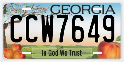 GA license plate CCW7649
