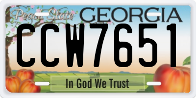 GA license plate CCW7651