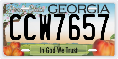GA license plate CCW7657