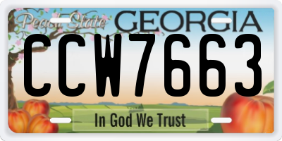 GA license plate CCW7663
