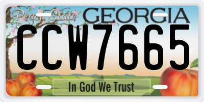GA license plate CCW7665