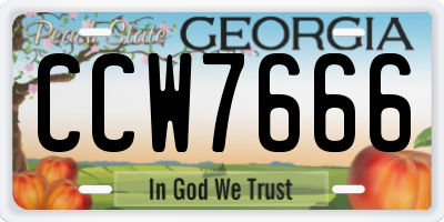 GA license plate CCW7666