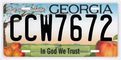 GA license plate CCW7672