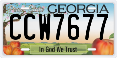 GA license plate CCW7677