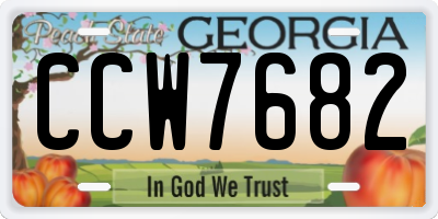 GA license plate CCW7682