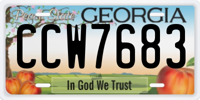 GA license plate CCW7683