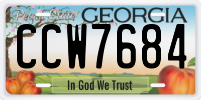 GA license plate CCW7684