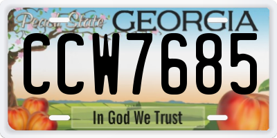 GA license plate CCW7685