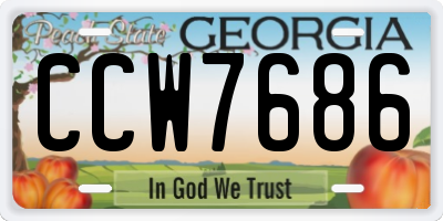 GA license plate CCW7686